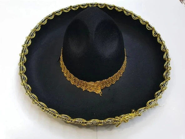 Nessiworld Altın Renk Şeritli Meksika Mariachi Latin Şapkası 55 cm Çocuk - 4
