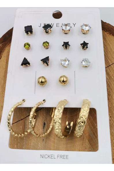 10 Çift 20 Adet Lüks Kararmaz Zirkon Taşlı Küpe