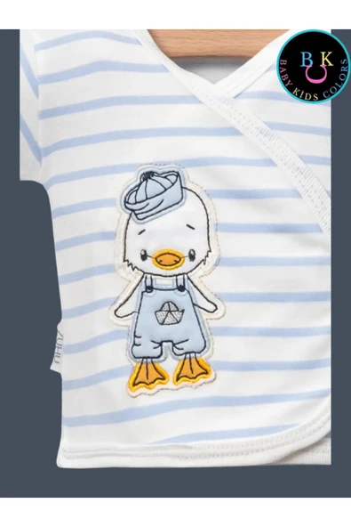 BABY KİDS COLORS Ördek Nakışlı (KUTULU)  %100 Pamuklu Yeni doğan 5'li Hastane Çıkışı - 4