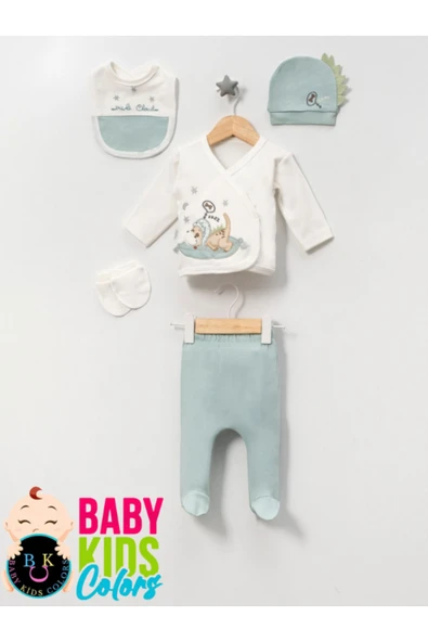 BABY KİDS COLORS Kutulu - Erkek Yenidoğan Kıyafetleri 10'lu Hastane Çıkış Setleri Sevimli Köpek Nakışlı %100 Pamuk - 7