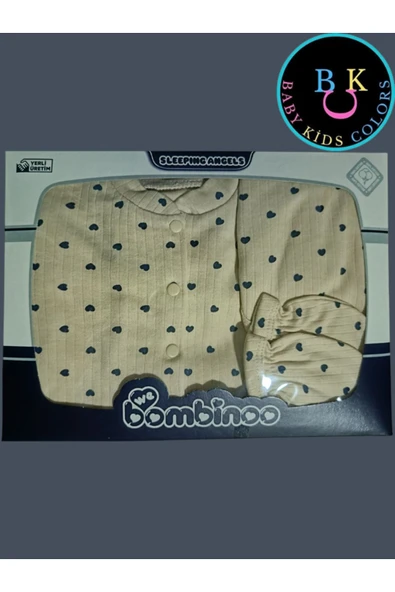 BABY KİDS COLORS Fitilli kumaşa 5'li Kalp baskılı hastahane çıkışı Kutulu - 3