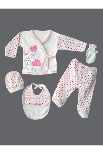 BABY KİDS COLORS Yenidoğan Bebek 5'li Hastahane Çıkış Seti Kutulu - 5