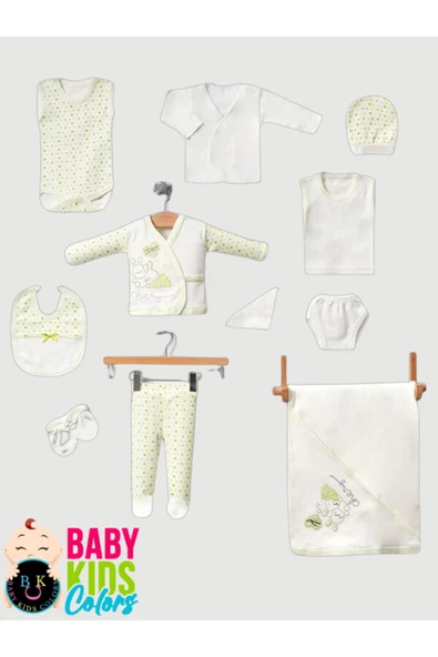 BABY KİDS COLORS 11 Parça Tavşan Nakışlı Hastane Çıkışı Yeni Doğan Zıbın Set - 2