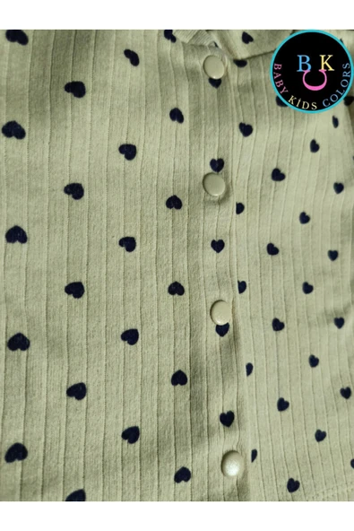 BABY KİDS COLORS Fitilli kumaşa 5'li Kalp baskılı hastahane çıkışı Kutulu - 4