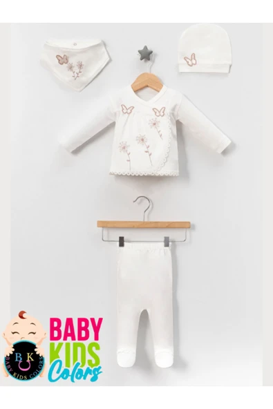 BABY KİDS COLORS Lüks Kelebek Yeni Doğan Hastane Çıkış 5'li Zıbın Seti (KUTULU) - 2