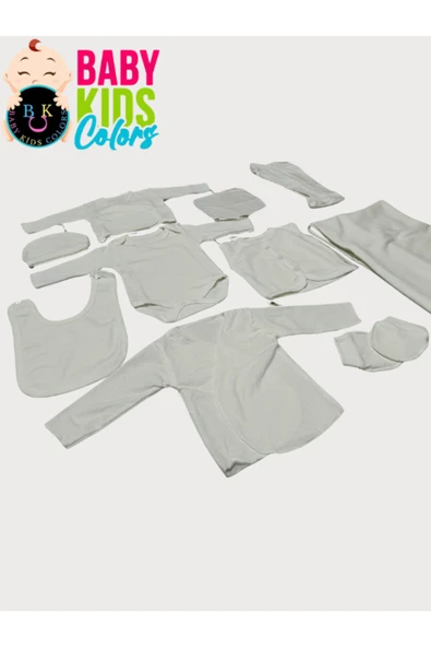 BABY KİDS COLORS Lüks Düz Yeni Doğan Hastane Çıkış 10'lu Zıbın Seti (KUTULU) - 5