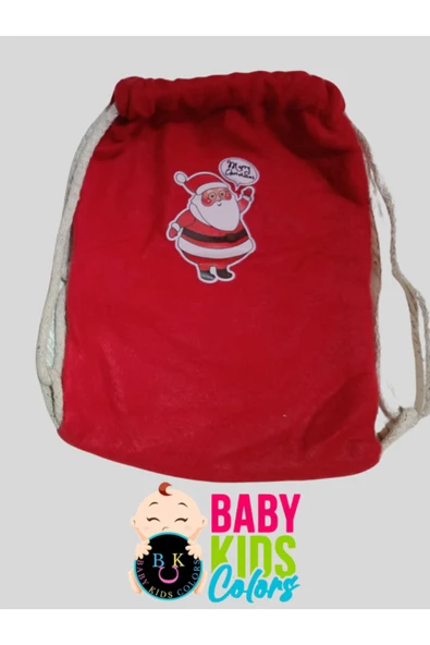 BABY KİDS COLORS Kırmızı Noel Baba Çuvalı , Çocuk Sırt Çantası, 27x19 Yılbaşı Hediye Hediyesi Paketi - 2