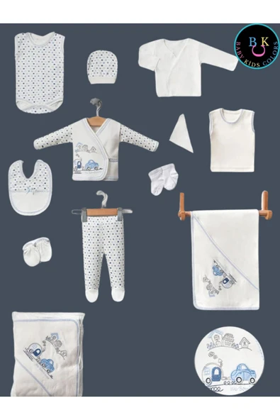 BABY KİDS COLORS Arabalı trenli 11'li hastahane çıkışı yeni doğan zıbın set - 3