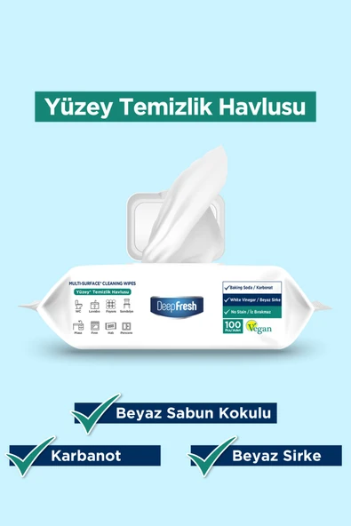 Iz Bırakmaz Yüzey Temizlik Havlusu Karbonat & Beyaz Sirke 100 Yaprak 3 Adet - 4
