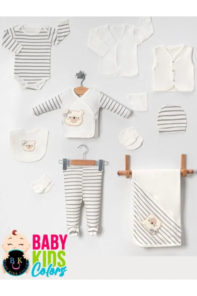 BABY KİDS COLORS Hastahane Çıkışı 10'lu Organik Lüks Anti Alerjik Yeni Doğan Zıbın Seti