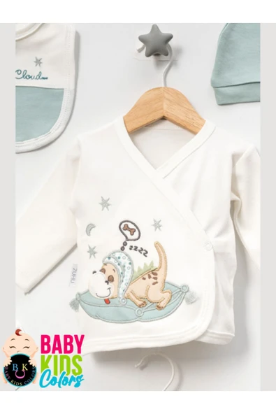 BABY KİDS COLORS Kutulu - Erkek Yenidoğan Kıyafetleri 10'lu Hastane Çıkış Setleri Sevimli Köpek Nakışlı %100 Pamuk - 2
