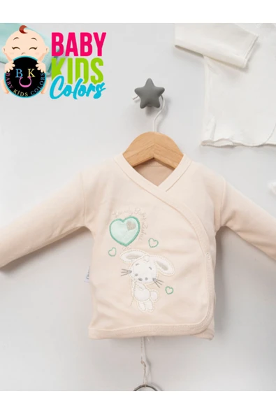 BABY KİDS COLORS Lüks Tavşan Nakışlı Yeni Doğan Hastane Çıkış 10'lu Zıbın Seti (KUTULU) - 3