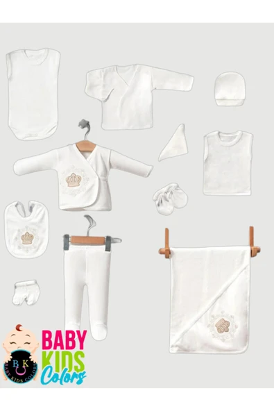 BABY KİDS COLORS Hastahane çıkışı nakışlı taşlı 11'li yeni doğan zıbın set - 2