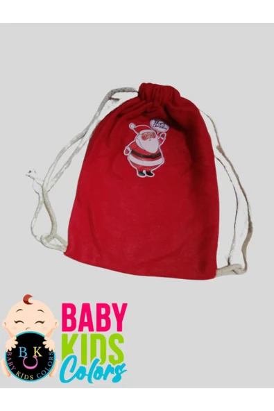 BABY KİDS COLORS Kırmızı Noel Baba Çuvalı , Çocuk Sırt Çantası, 27x19 Yılbaşı Hediye Hediyesi Paketi - 3