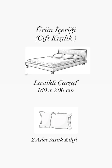 Lastikli Fıtted Çift Kişilik Yastıklı Çarşaf Seti - 2