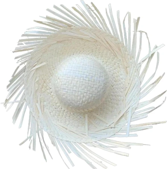 Nessiworld Tropikal Parti Beyaz Hasır Hawaii Şapkası 13x36 cm - Resim 2