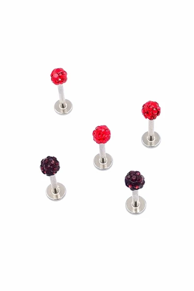 Renkli Taşlı Çelik 5 Adet Kaş Tragus Piercing