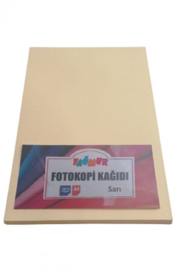 A4 Renkli Fotokopi Kağıdı Sarı 100 Lü Paket - 1