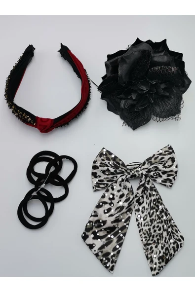 Renkli Desenli Taç Toka Bandana Set