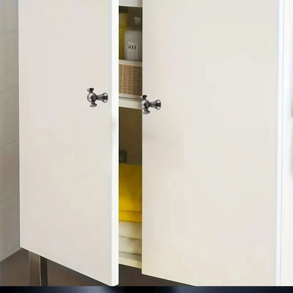 Kulp Düğme Tek Vidalı Çekmece Kulbu Kulpları Mutfak Mobilya Dolabı Dolap Kulpu Antik Nikel - Resim 3