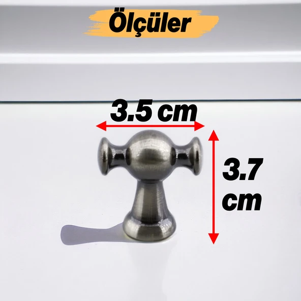 Kulp Düğme Tek Vidalı Çekmece Kulbu Kulpları Mutfak Mobilya Dolabı Dolap Kulpu Antik Nikel - Resim 4