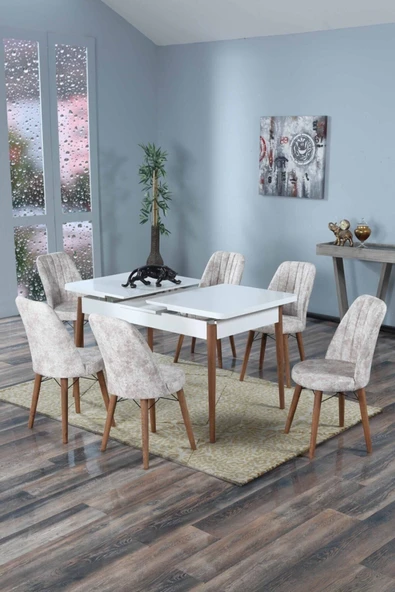 Morkese 80X130(Kapalı) 80X170(Açık) Yemek Odası Takımı Mutfak Masası Takımı Yemek Masası 6 Kişilik - Resim 2