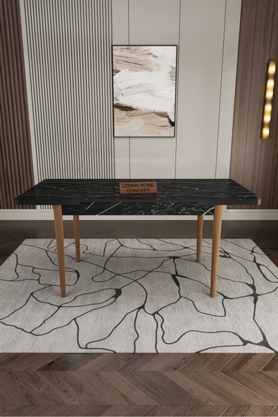 UZMHOME Nergis Serisi 80X130 Açılır Masa Sandalye Takımı , Mutfak Masa Takımı 6 Gri Sandalye - 2