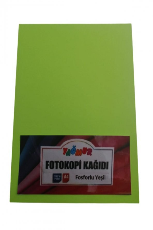 A4 Renkli Fotokopi Kağıdı Fosforlu Yeşil 100 Lü Paket - 1