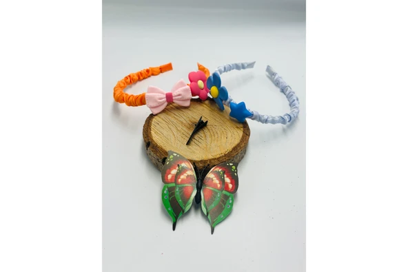 Renkli Desenli Taç Toka Bandana Set
