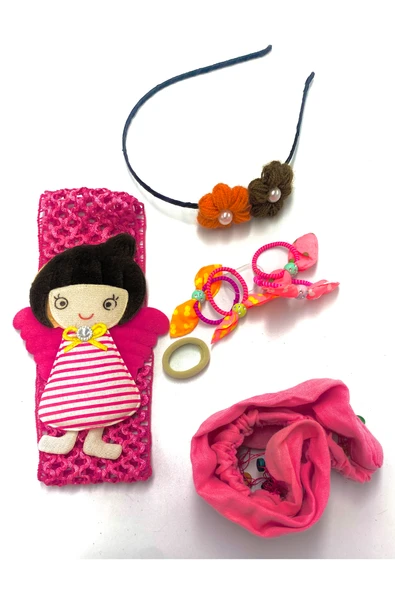 Renkli Desenli Taç Toka Bandana Set