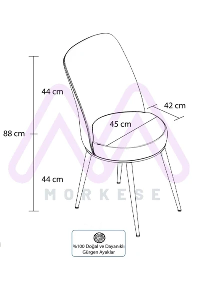 Morkese 80X130(Kapalı) 80X170(Açık) Yemek Odası Takımı Mutfak Masası Takımı Yemek Masası 6 Kişilik - 3