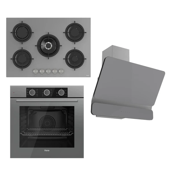 Ferre Flowart Basic Serisi Gri Ankastre Set (rs038+ Xe62cpr + D082)