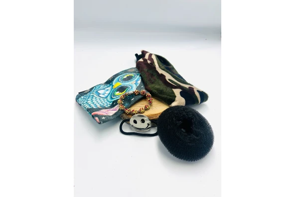 Renkli Desenli Taç Toka Bandana Set