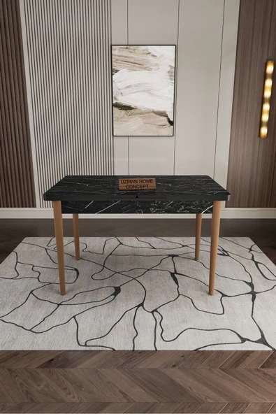 UZMHOME Nergis Serisi 80X130 Açılır Masa Sandalye Takımı , Mutfak Masa Takımı 6 Gri Sandalye - 3