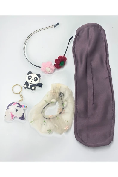 Renkli Desenli Taç Toka Bandana Set