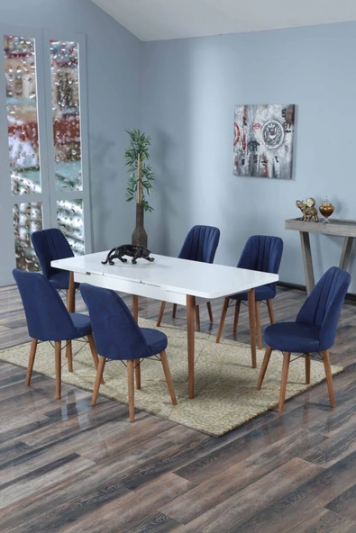 Morkese 80X130(Kapalı) 80X170(Açık) Yemek Odası Takımı Mutfak Masası Takımı Yemek Masası 6 Kişilik