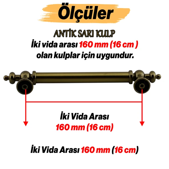 Osmanlı Metal Antik Sarı Kulp 160 mm 16 cm Mobilya Çekmece Mutfak Dolabı Dolap Kapak Kulb Kulpu - 2