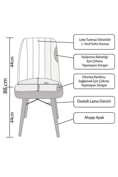 UZMHOME 80X130(Kapalı) 80X170(Açık) Yemek Odası Takımı Mutfak Masası Takımı Yemek Masası 6 Kişilik - 3