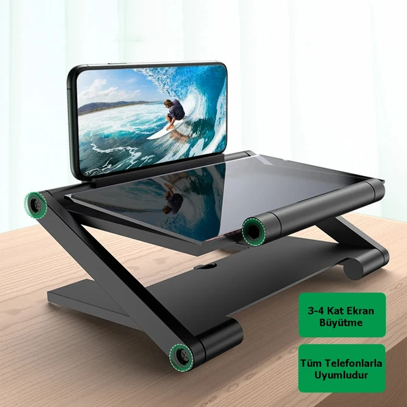 Monozone Uzaktan Kumandalı Telefon Ekran Büyüteci Katlanır  3D Telefon Büyütücü Projeksiyon HD - 9