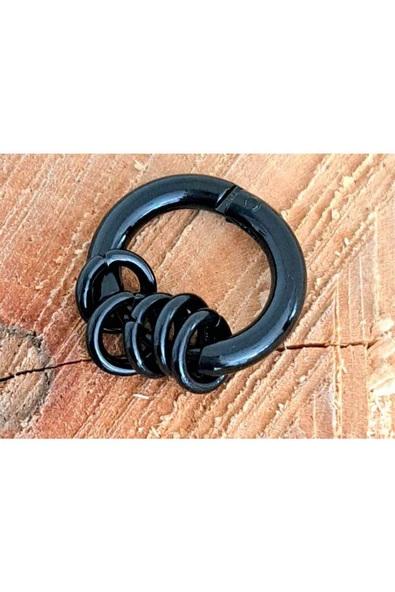 Çelik Halkalı Siyah Unisex Küpe ürün görseli 1