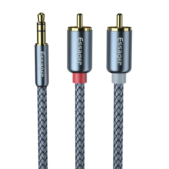 Essager Pro Series 3 Metre 3.5MM Jack to RCA Stereo Ses Sistemi Kablosu, Amfi, Hoparlör, TV Ses Sistemi Kablosu