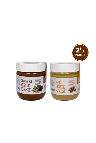 Sade Gurme %100 Yer Fıstığı Ezmesi 360g ve Çikolatalı Fıstık Ezmesi 360g