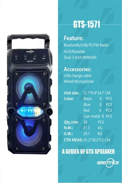 Torima GTS-1571 Siyah Mikrofonlu Bluetooth Hoparlör - 4
