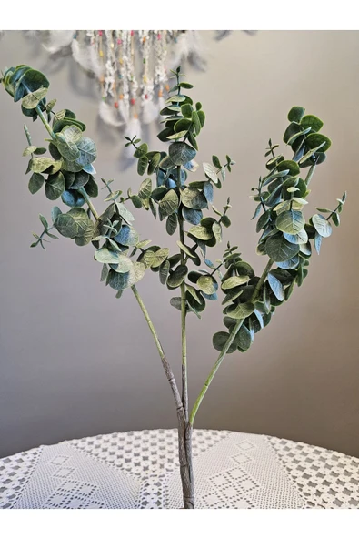 OKALİPTUSYapaY ÇiçeK Saksı Demeti Dikey Bahçe Balkon Saksı Vazo Bitkisi 1. Kalite55CM - Resim 3