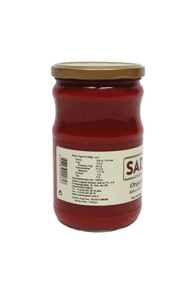 Sade Organik Biber Salçası 610 Gr - 2