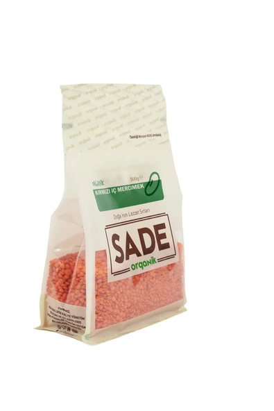 Sade Organik Kırmızı Iç Mercimek 500 gr - 2