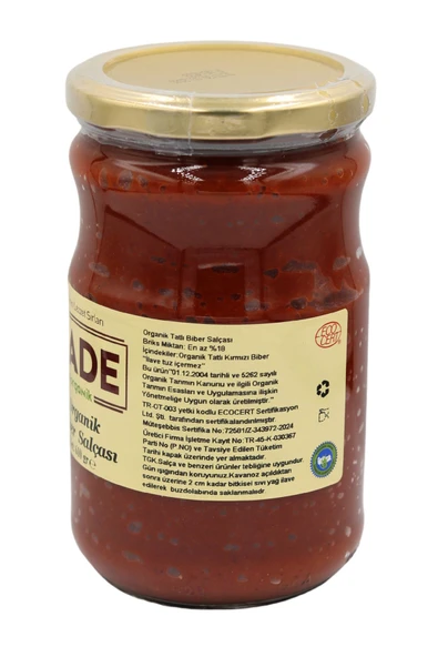 Sade Organik Biber Salçası 610 gr 2 ' Li Paket - 3