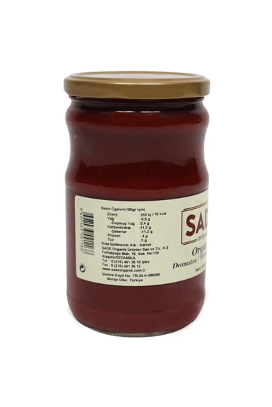 Sade Organik Domates ve Biber Karışık Salça 650 gr - 3