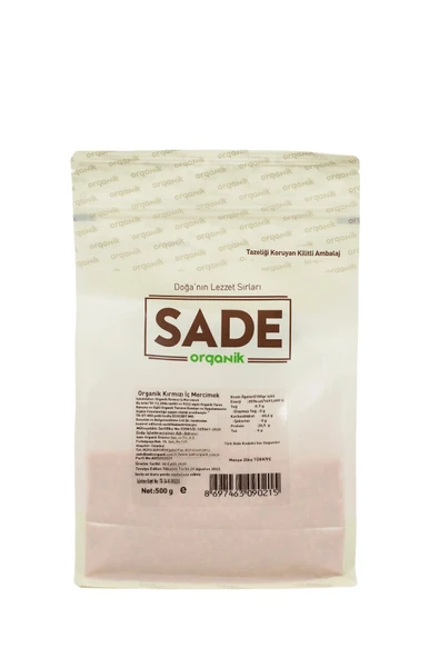 Sade Organik Kırmızı Iç Mercimek 500 gr - 4