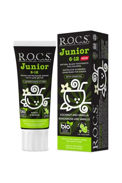 ROCS DİŞ Rocs Junıor 6-12 Yaş Hindistan Cevizi & Vanilya Tadında Florürsüz Diş Macunu - 74g
